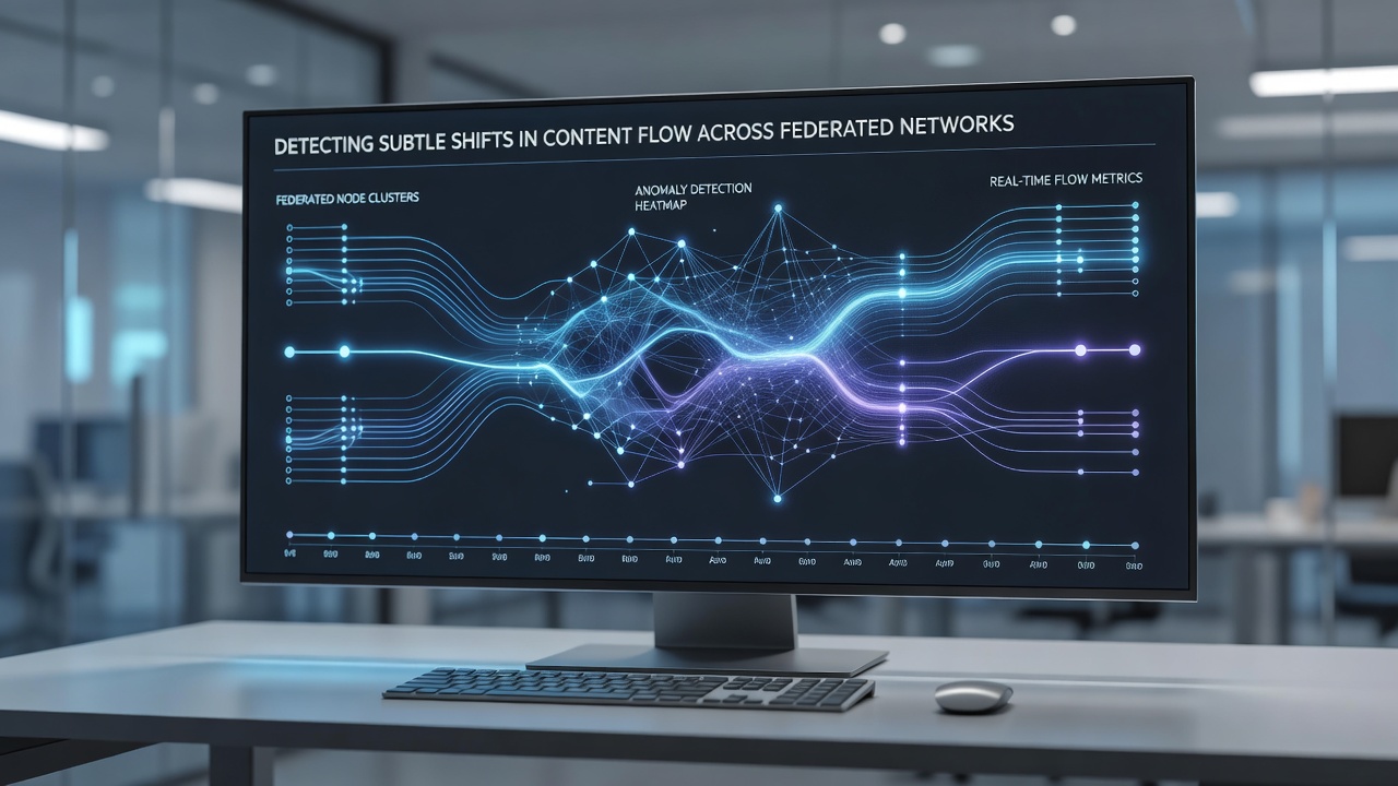Screenshot of network monitoring dashboard displaying real-time content flow metrics and shift alerts